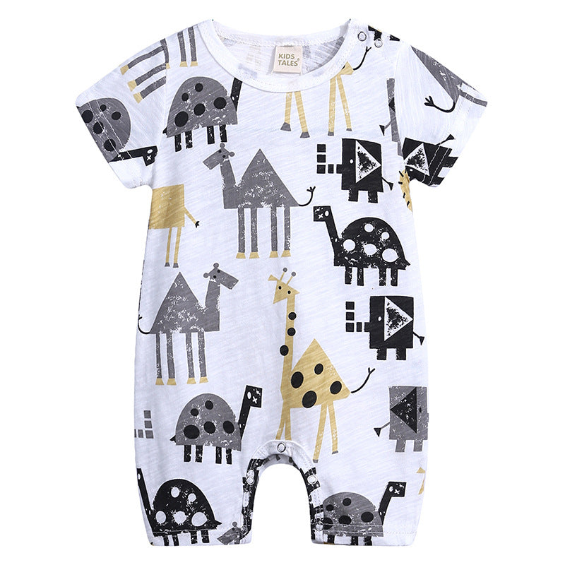 1 Suit Cartoon doodle baby romper short sleeve baby jumpsuit