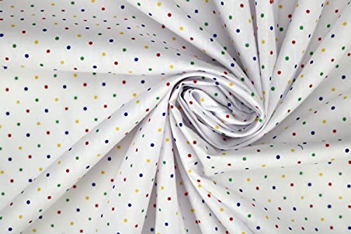 PYRHAN Polka Dots Polycotton Prints | 45 inch Wide Dress Fabric Material by Meters | Floral Polycotton Print Used in Sewing Kit and Accessories | Quilting Fabric