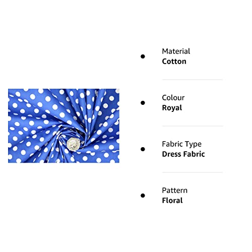 PYRHAN Polka Dots Polycotton Prints | 45 inch Wide Dress Fabric Material by Meters | Floral Polycotton Print Used in Sewing Kit and Accessories | Quilting Fabric