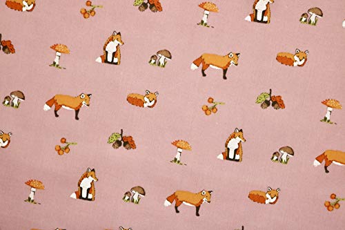 Pyrhan Polycotton Fox Patterned Printed Fabric -45 Inch Wide Polycotton Fabric Per Metre- Similar to 100% Cotton - Quilting Fabric Used in Sewing Kits and Accessories