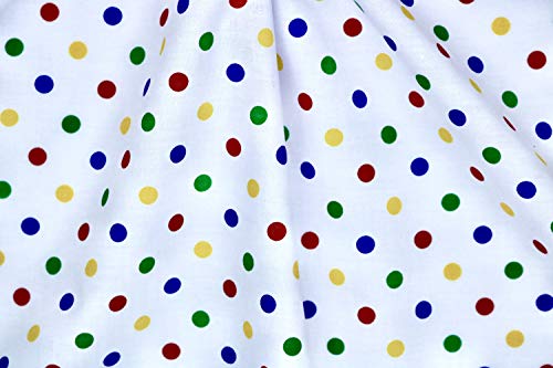 PYRHAN Polka Dots Polycotton Prints | 45 inch Wide Dress Fabric Material by Meters | Floral Polycotton Print Used in Sewing Kit and Accessories | Quilting Fabric