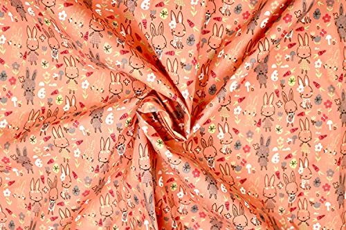 Pyrhan Cute Bunnies Polycotton Prints –45 Inch Wide Dress Fabric Material by The Metre -Floral Polycotton Print Used in Sewing Kit and Accessories-Quilting Fabric
