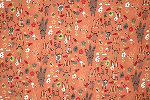 Pyrhan Cute Bunnies Polycotton Prints –45 Inch Wide Dress Fabric Material by The Metre -Floral Polycotton Print Used in Sewing Kit and Accessories-Quilting Fabric