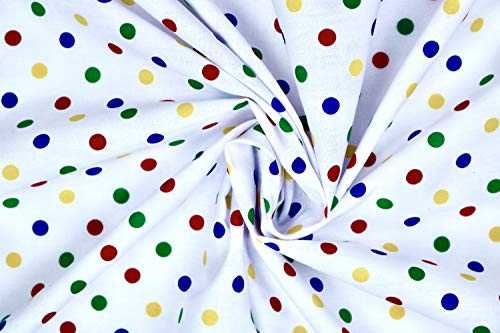 PYRHAN Polka Dots Polycotton Prints | 45 inch Wide Dress Fabric Material by Meters | Floral Polycotton Print Used in Sewing Kit and Accessories | Quilting Fabric