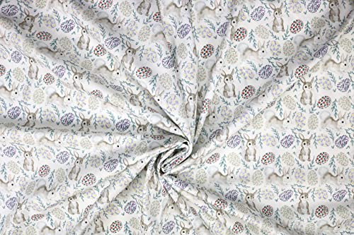 Pyrhan Cute Bunnies Polycotton Prints –45 Inch Wide Dress Fabric Material by The Metre -Floral Polycotton Print Used in Sewing Kit and Accessories-Quilting Fabric
