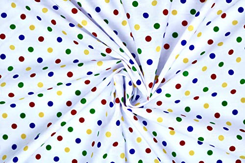 PYRHAN Polka Dots Polycotton Prints | 45 inch Wide Dress Fabric Material by Meters | Floral Polycotton Print Used in Sewing Kit and Accessories | Quilting Fabric