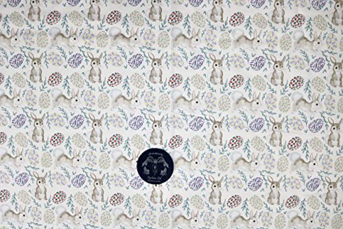 Pyrhan Cute Bunnies Polycotton Prints –45 Inch Wide Dress Fabric Material by The Metre -Floral Polycotton Print Used in Sewing Kit and Accessories-Quilting Fabric