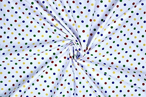PYRHAN Polka Dots Polycotton Prints | 45 inch Wide Dress Fabric Material by Meters | Floral Polycotton Print Used in Sewing Kit and Accessories | Quilting Fabric