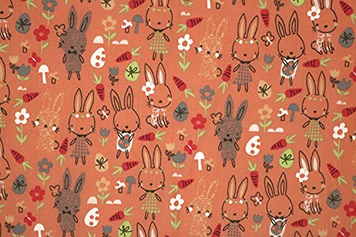 Pyrhan Cute Bunnies Polycotton Prints –45 Inch Wide Dress Fabric Material by The Metre -Floral Polycotton Print Used in Sewing Kit and Accessories-Quilting Fabric