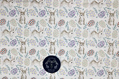 Pyrhan Cute Bunnies Polycotton Prints –45 Inch Wide Dress Fabric Material by The Metre -Floral Polycotton Print Used in Sewing Kit and Accessories-Quilting Fabric