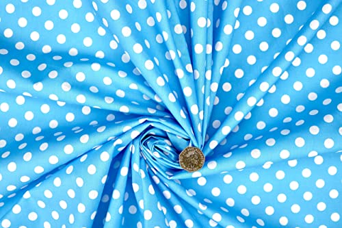 PYRHAN Polka Dots Polycotton Prints | 45 inch Wide Dress Fabric Material by Meters | Floral Polycotton Print Used in Sewing Kit and Accessories | Quilting Fabric