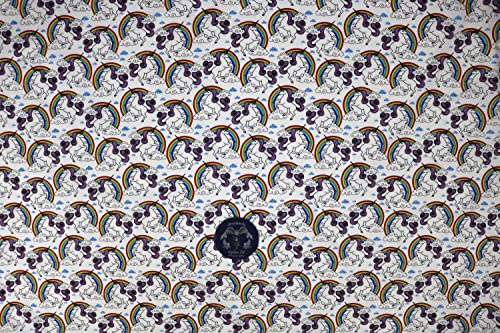 Pyrhan Rainbow Unicorn Polycotton Prints –45 Inch Wide Dress Fabric Material by The Metre -Floral Polycotton Print Used in Sewing Kit and Accessories-Quilting Fabric