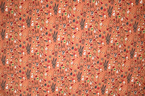 Pyrhan Cute Bunnies Polycotton Prints –45 Inch Wide Dress Fabric Material by The Metre -Floral Polycotton Print Used in Sewing Kit and Accessories-Quilting Fabric