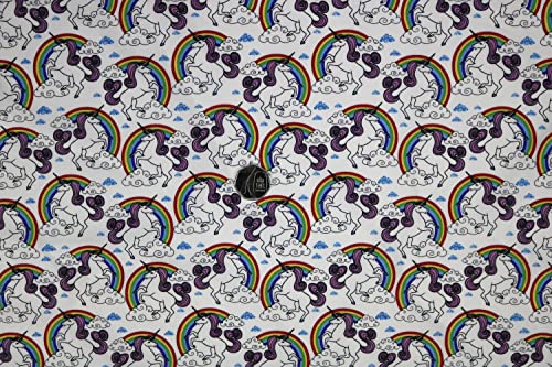 Pyrhan Rainbow Unicorn Polycotton Prints –45 Inch Wide Dress Fabric Material by The Metre -Floral Polycotton Print Used in Sewing Kit and Accessories-Quilting Fabric