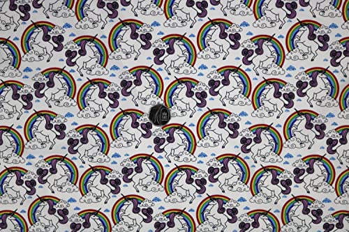 Pyrhan Rainbow Unicorn Polycotton Prints –45 Inch Wide Dress Fabric Material by The Metre -Floral Polycotton Print Used in Sewing Kit and Accessories-Quilting Fabric