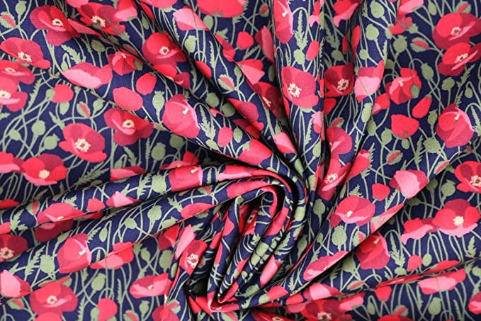 Pyrhan Large Poppy 100% Pure Cotton Prints – 45 inches (112 cm Approx) Wide Fabric Sold by The metre - Perfect for Sewing Projects and Dress Making.