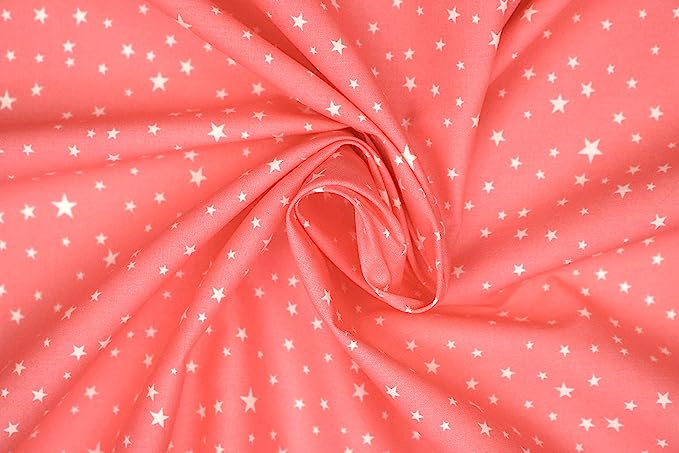 Pyrhan MultiSize Star 100% Pure Cotton Prints – 60 inches (148 cm Approx) Wide Fabric Sold by The metre - Perfect for Sewing Projects and Dress Making. (CerisePink)