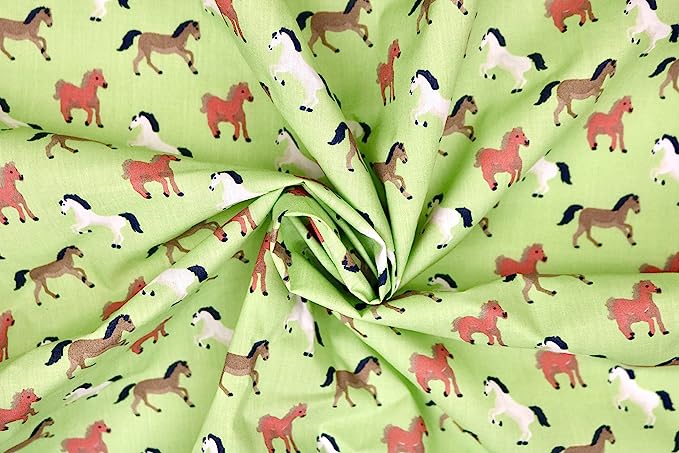 Pyrhan Horse Polycotton Prints –45 Inch Wide Dress Fabric Material by The Metre -Floral Polycotton Print Used in Sewing Kit and Accessories-Quilting Fabric.