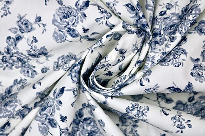 Pyrhan 100% Cotton Fabric by Rose & Hubble | Valentine Rose Floral Printed Cotton Fabric by The Metre UK | 45 inches (114 cm) | Crafting Fabric & Dressmaking Fabric | Dress Fabric Material.