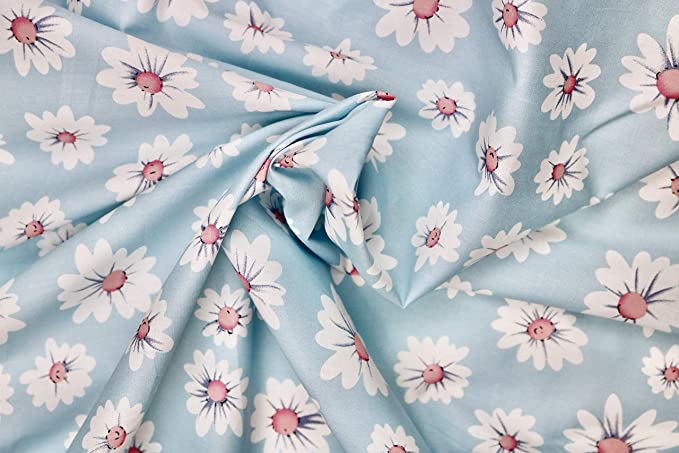 Pyrhan Daisy Floral Dress Fabric Cotton Prints -60 inch Wide Sold by The metre can be Used in Dress Making & Sewing Projects.