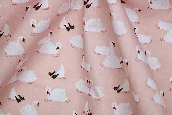 Pyrhan Swan Patterned Polycotton Prints – Similar to 100% Cotton Fabric by Metre - 45 inches Wide Perfect Fabric Material for Sewing- Fabric by The Metre Clearance.