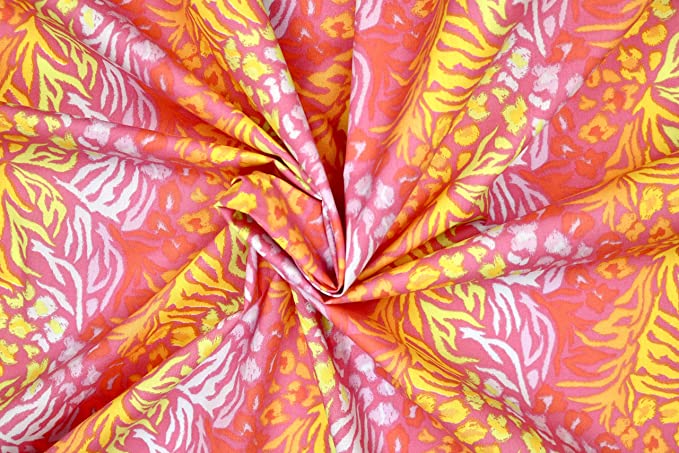 Pyrhan Libby Art & Craft Rainbow Jungle Floral Polycotton Prints –45 Inch Wide Dress Fabric Material by The Metre -Floral Polycotton Print Used in Sewing Kit and Accessories.