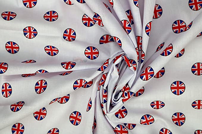 Pyrhan Art & Craft Children Nursery Football Polycotton Prints | 45 Inch Wide Dress Craft Fabric Material by The Metre | Polycotton Print Used in Sewing Kit and Accessories.