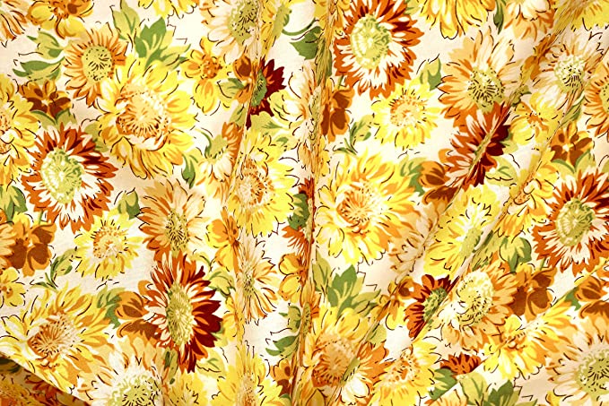 Pyrhan Paisley Sun Flower 100% Pure Cotton Prints – 60 inches (148 cm Approx) Wide Fabric Sold by The metre - Perfect for Sewing Projects and Dress Making. (Blue)