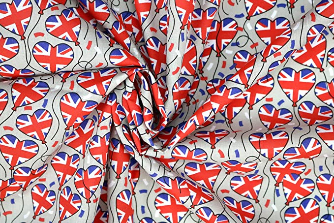 Pyrhan Art & Craft Children Nursery Football Polycotton Prints | 45 Inch Wide Dress Craft Fabric Material by The Metre | Polycotton Print Used in Sewing Kit and Accessories.