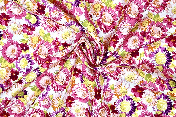 Pyrhan Paisley Sun Flower 100% Pure Cotton Prints – 60 inches (148 cm Approx) Wide Fabric Sold by The metre - Perfect for Sewing Projects and Dress Making. (Blue)