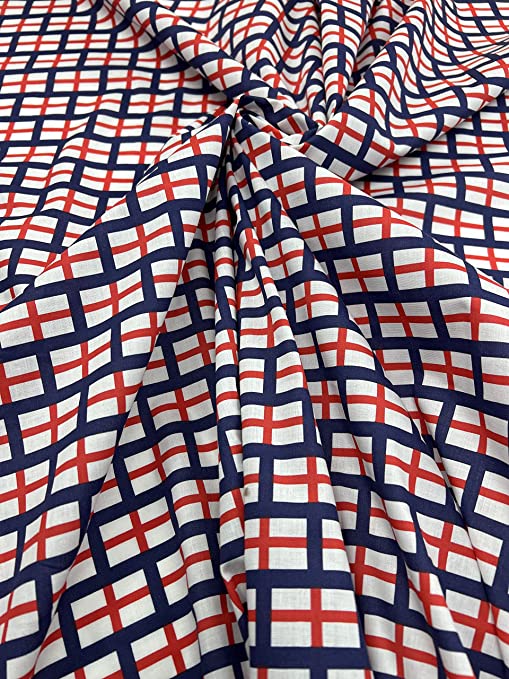 Pyrhan Art & Craft Children Nursery Football Polycotton Prints | 45 Inch Wide Dress Craft Fabric Material by The Metre | Polycotton Print Used in Sewing Kit and Accessories.