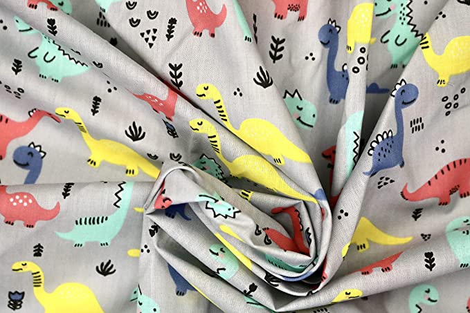 Pyrhan Multi Dinosaurs Polycotton Prints –45 Inch Wide Dress Fabric Material by The Metre -Floral Polycotton Print Used in Sewing Kit and Accessories-Quilting Fabric.