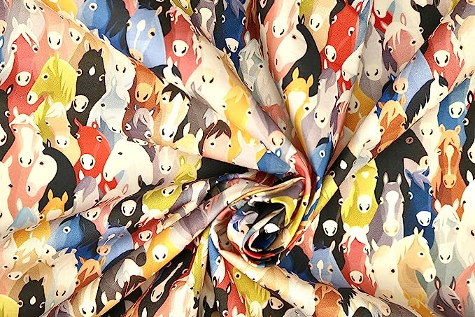 Pyrhan Horse Polycotton Prints –45 Inch Wide Dress Fabric Material by The Metre -Floral Polycotton Print Used in Sewing Kit and Accessories-Quilting Fabric.