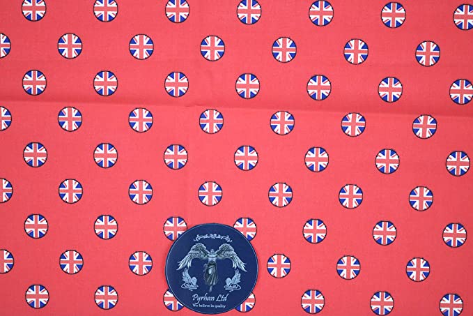 Pyrhan Art & Craft Children Nursery Football Polycotton Prints | 45 Inch Wide Dress Craft Fabric Material by The Metre | Polycotton Print Used in Sewing Kit and Accessories.