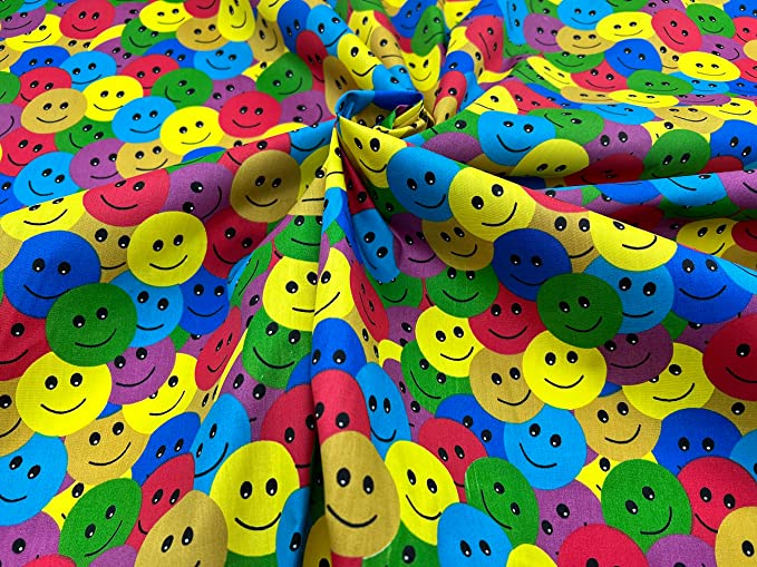 Pyrhan Art & Craft Children Nursery Football Polycotton Prints | 45 Inch Wide Dress Craft Fabric Material by The Metre | Polycotton Print Used in Sewing Kit and Accessories.