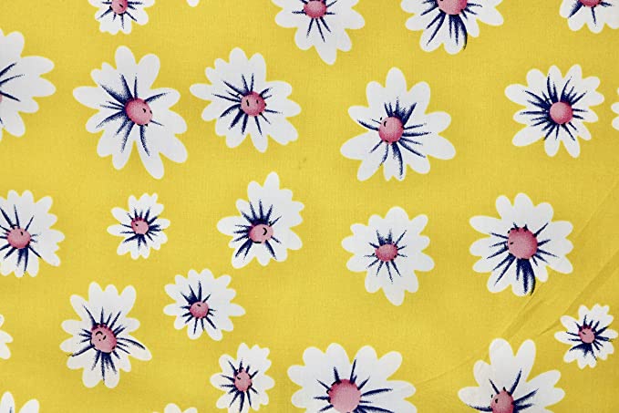 Pyrhan Daisy Floral Dress Fabric Cotton Prints -60 inch Wide Sold by The metre can be Used in Dress Making & Sewing Projects.