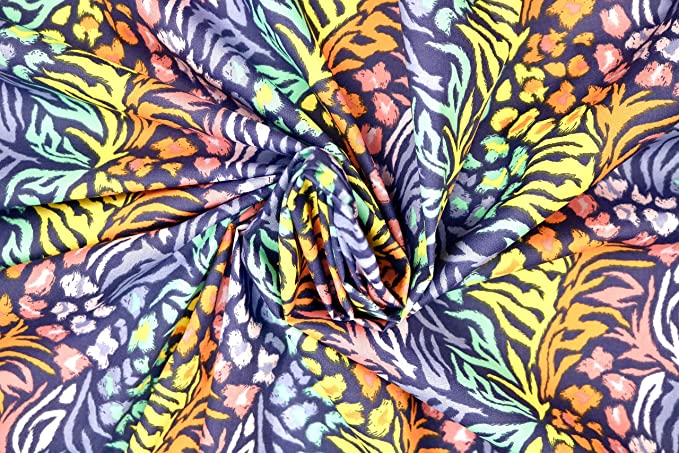 Pyrhan Libby Art & Craft Rainbow Jungle Floral Polycotton Prints –45 Inch Wide Dress Fabric Material by The Metre -Floral Polycotton Print Used in Sewing Kit and Accessories.