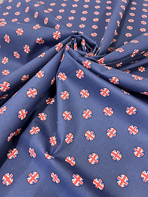 Pyrhan Art & Craft Children Nursery Football Polycotton Prints | 45 Inch Wide Dress Craft Fabric Material by The Metre | Polycotton Print Used in Sewing Kit and Accessories.