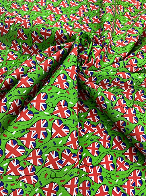 Pyrhan Art & Craft Children Nursery Football Polycotton Prints | 45 Inch Wide Dress Craft Fabric Material by The Metre | Polycotton Print Used in Sewing Kit and Accessories.