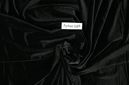 Pyrhan Wowen Velvet Fabric | 60 Inch Wide Velvet Fabric Material by The Metre | Perfect for Use in Ushion Pillows Quilting Upholstery Dress Making | Christmas Decorations Material (Black)
