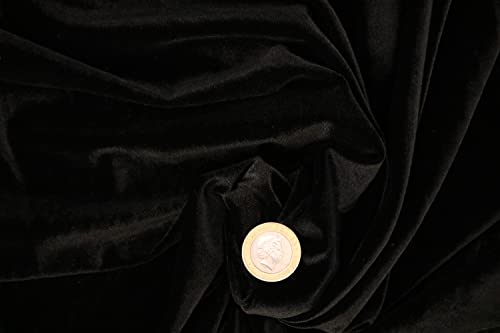 Pyrhan Wowen Velvet Fabric | 60 Inch Wide Velvet Fabric Material by The Metre | Perfect for Use in Ushion Pillows Quilting Upholstery Dress Making | Christmas Decorations Material (Black)