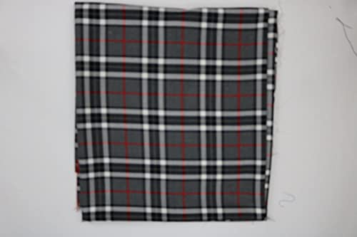 Pyrhan Ltd Royal Stewards Tartan Fabric 100% Viscose Woven | 58 inches Wide for Tailoring & Dressmaking | Ideal for Sewing Projects and Everyday Wear (White-Black)