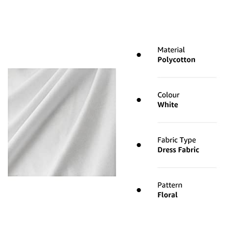 PYRHAN LTD Plain Poplin Polycotton Fabric by The Metre UK | 112 cm | Dressmaking Fabric | Dress Fabric Material for Sewing Dressmaking and Mask | 65% Polyester 35% Cotton