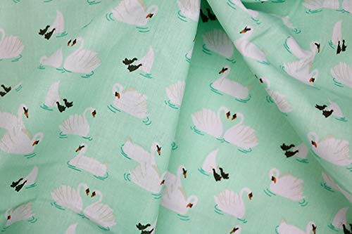 Pyrhan Swan Patterned Polycotton Prints – Similar to 100% Cotton Fabric by Metre - 45 inches Wide Perfect Fabric Material for Sewing- Fabric by The Metre Clearance.