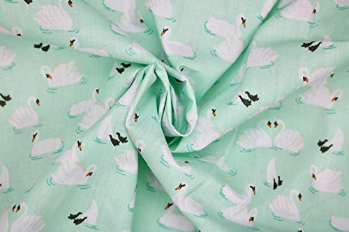 Pyrhan Swan Patterned Polycotton Prints – Similar to 100% Cotton Fabric by Metre - 45 inches Wide Perfect Fabric Material for Sewing- Fabric by The Metre Clearance.