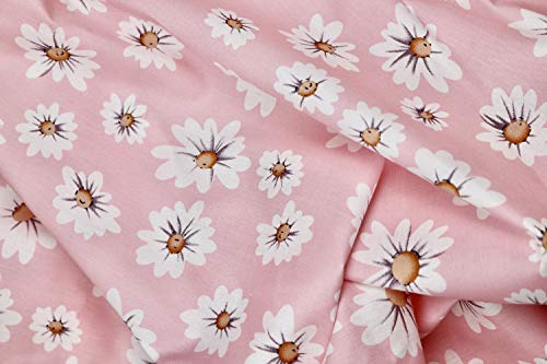 Pyrhan Daisy Floral Dress Fabric Cotton Prints -60 inch Wide Sold by The metre can be Used in Dress Making & Sewing Projects.
