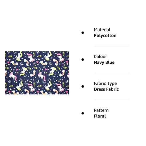 Pyrhan Rainbow Unicorn Polycotton Prints –45 Inch Wide Dress Fabric Material by The Metre -Floral Polycotton Print Used in Sewing Kit and Accessories-Quilting Fabric