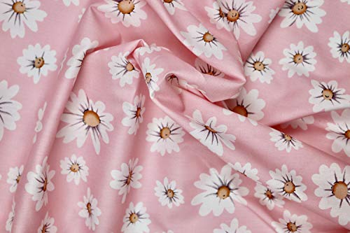 Pyrhan Daisy Floral Dress Fabric Cotton Prints -60 inch Wide Sold by The metre can be Used in Dress Making & Sewing Projects.