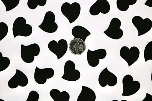 Pyrhan Art and Craft Hearts Polycotton Prints | 45 Inch Wide Dress Craft Fabric Material by The Metre | Floral Polycotton Print Used in Sewing Kit and Accessories-Quilting Fabric