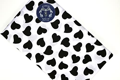 Pyrhan Art and Craft Hearts Polycotton Prints | 45 Inch Wide Dress Craft Fabric Material by The Metre | Floral Polycotton Print Used in Sewing Kit and Accessories-Quilting Fabric